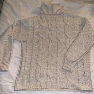 Wool Cable Knit Sweater Turtleneck